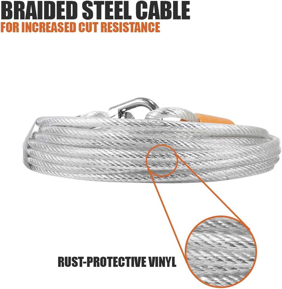 Dog Tie Out Cable 25 Feet - Heavy Duty Dog Lead up to 90 Pounds - Reflective & Rust-Free with Quick Release Swivel Clips & 360° Rotating Clasp - Tangle-Free Dogs Runner for Yard (Silver, Single)